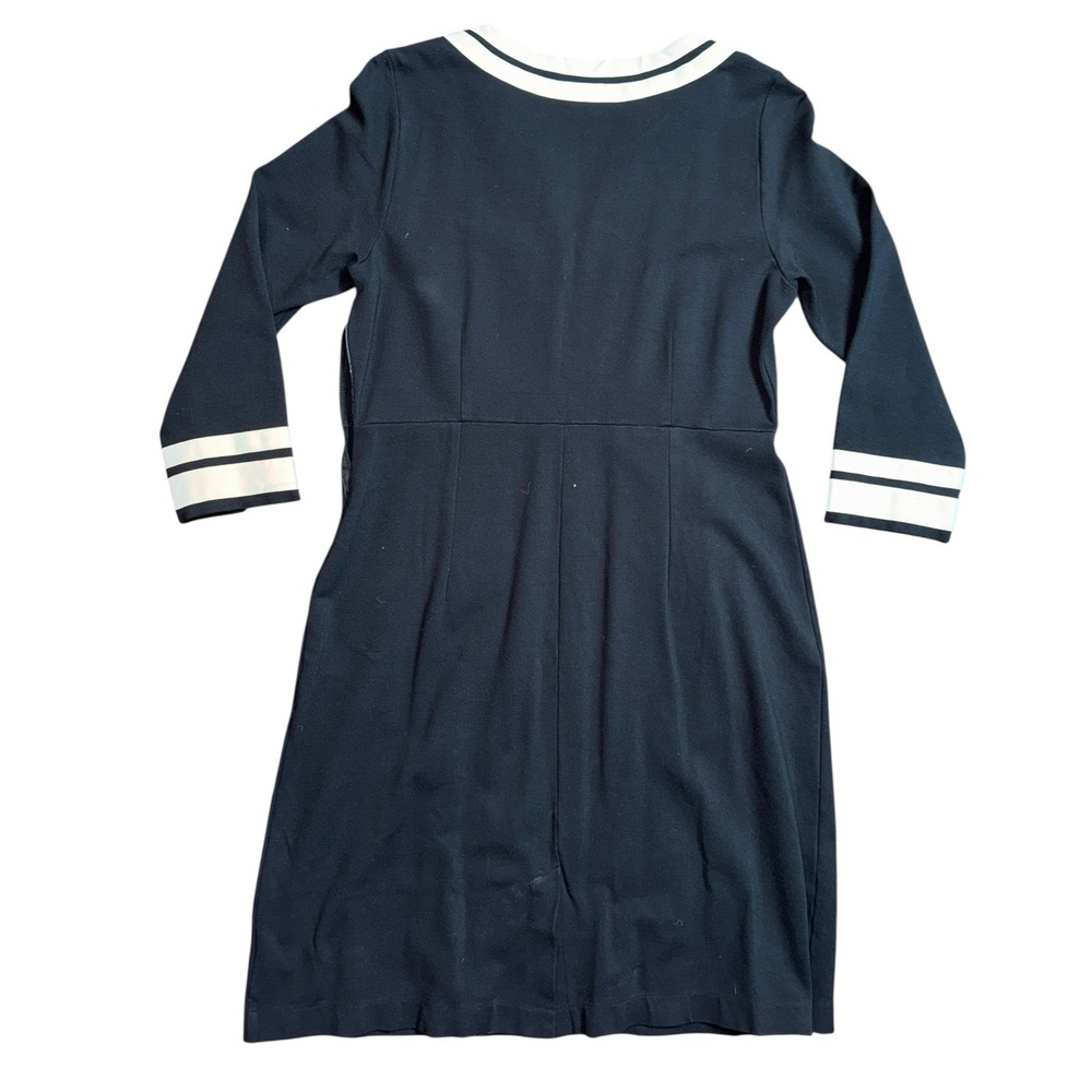 Lands End Womens Black White Contrast Trim V-Neck Shift Dress Size M 10-12‎ - Picture 2 of 12